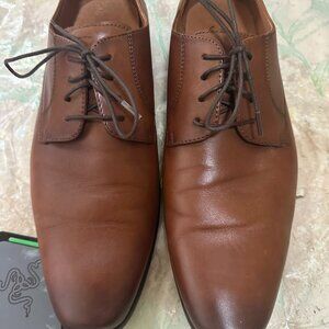 Florsheim Brown Dress Shoes Size 8.5 D Postino Plain Toe Oxford Cognac Leather
